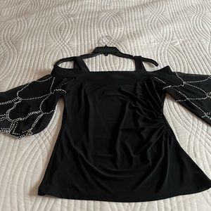 Open shoulder black top size small